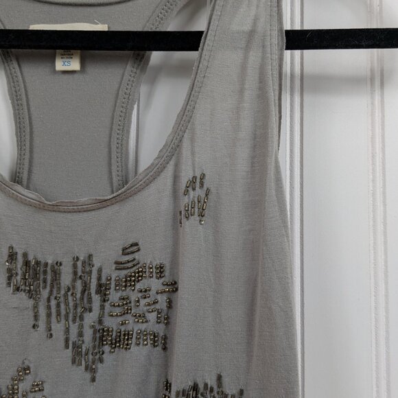 2 for $30 Silence & Noise Grey Beaded Embroidered tank Mini Dress XS - Picture 7 of 9